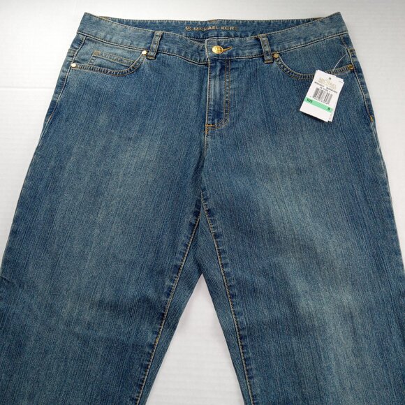 Michael Kors Women's Straight Leg Jeans Size 8 Medium Wash Mid Rise Stretch - Picture 2 of 9